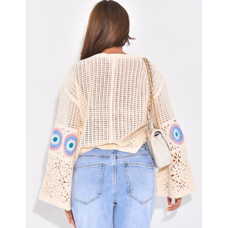 Pull en crochet à motifs