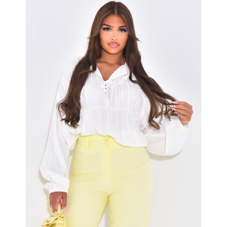 Blouse ample en lin à petits noeuds