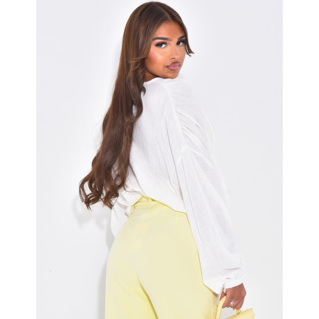 Blouse ample en lin à petits noeuds