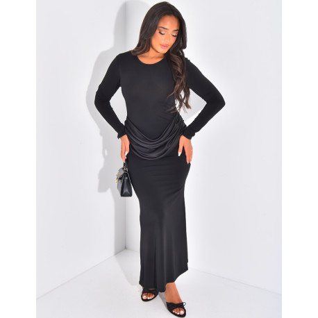 Figurbetontes Maxikleid mit Satin-Tailleneinsatz