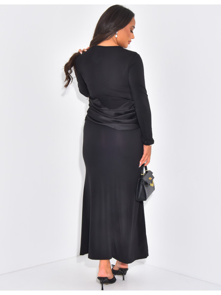 Figurbetontes Maxikleid mit Satin-Tailleneinsatz