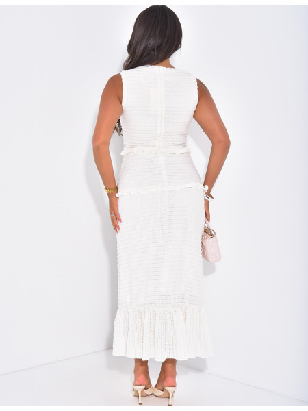 Robe longue texturée à volants