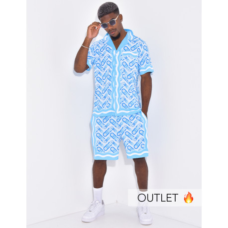 Ensemble short et chemise à motifs