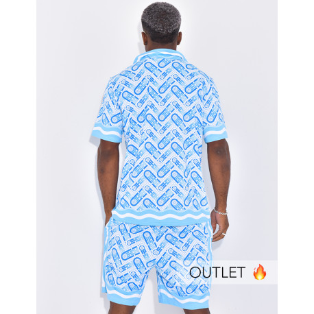 Ensemble short et chemise à motifs