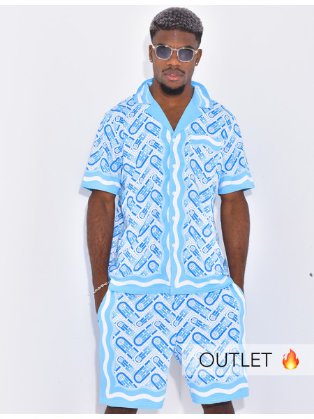 Ensemble short et chemise à motifs