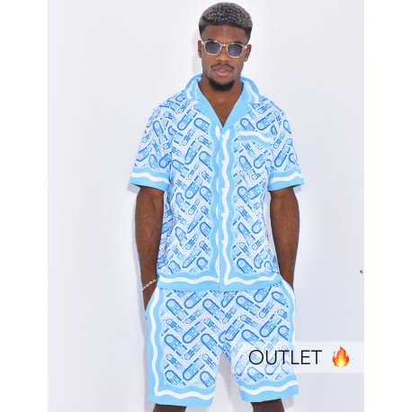 Ensemble short et chemise à motifs