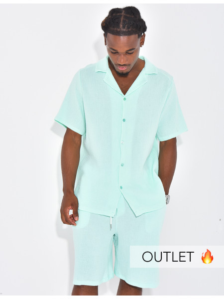 Ensemble short et chemise en gaze de coton