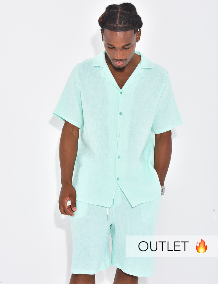 Ensemble short et chemise en gaze de coton