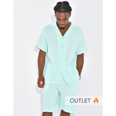 Ensemble short et chemise en gaze de coton