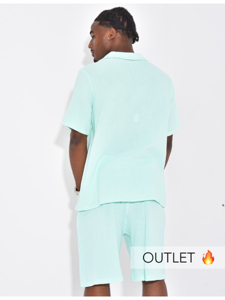 Ensemble short et chemise en gaze de coton