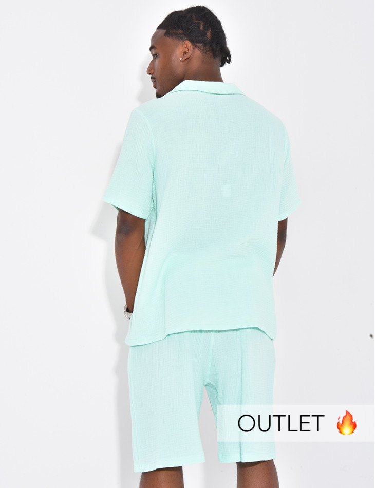Ensemble short et chemise en gaze de coton