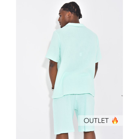 Ensemble short et chemise en gaze de coton