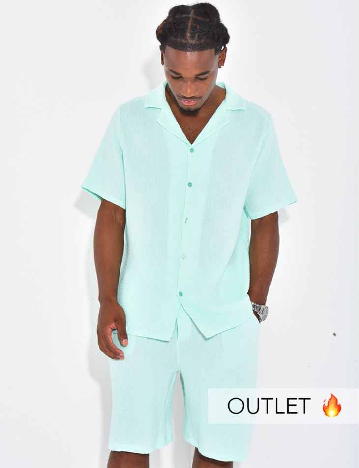 Ensemble short et chemise en gaze de coton