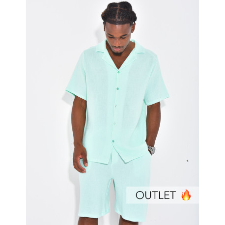 Ensemble short et chemise en gaze de coton