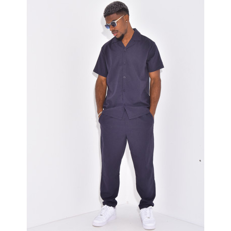 Ensemble pantalon et chemise effet chiné