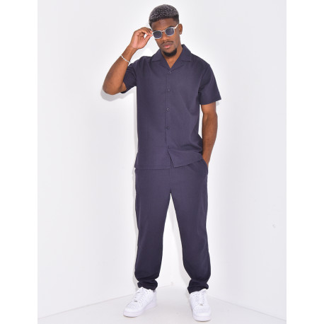Ensemble pantalon et chemise effet chiné