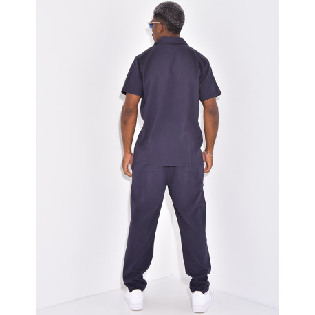 Ensemble pantalon et chemise effet chiné