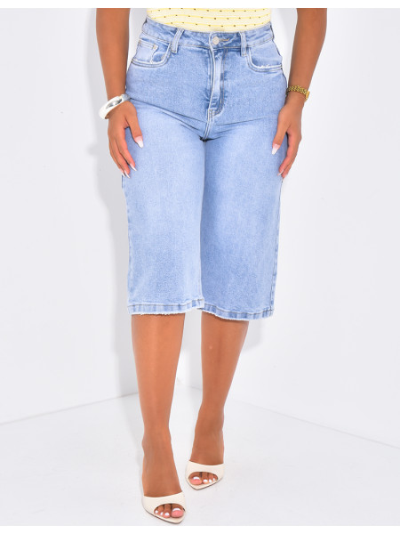 Bermuda stretchy en jeans taille haute
