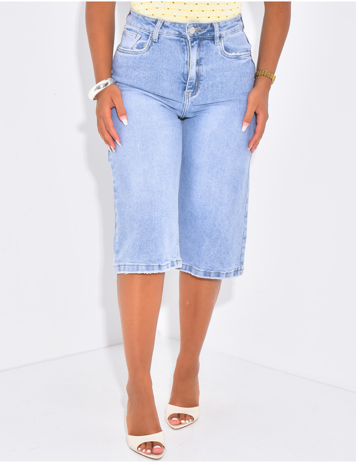 Bermuda stretchy en jeans taille haute