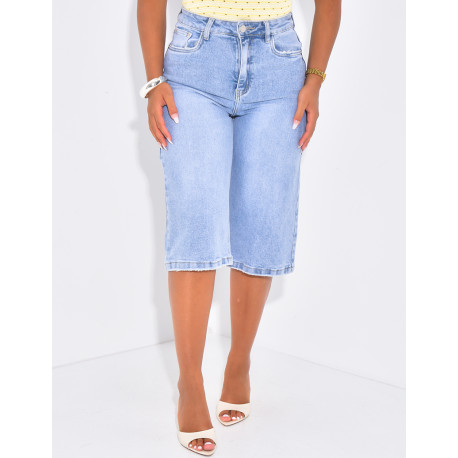 Bermuda stretchy en jeans taille haute