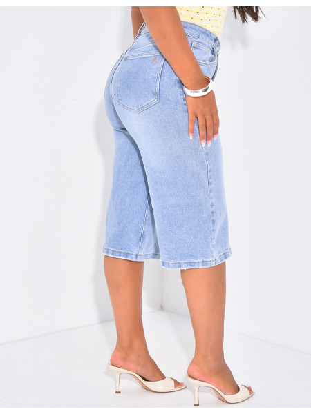 Bermuda stretchy en jeans taille haute