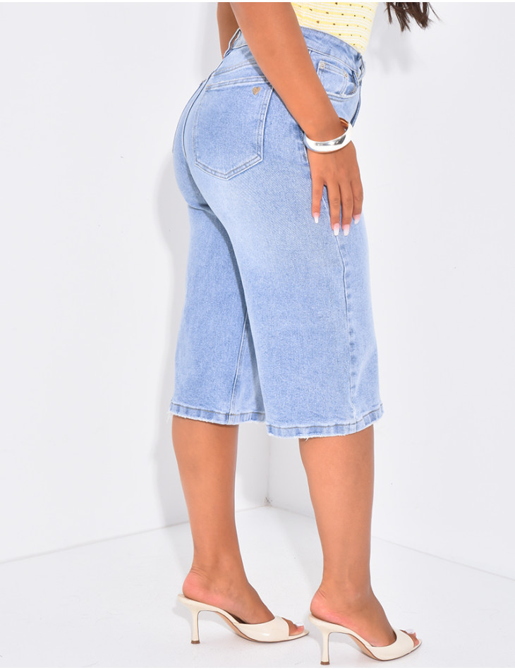 Bermuda stretchy en jeans taille haute