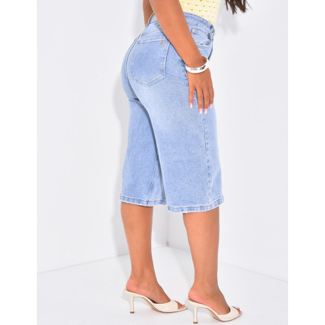 Bermuda stretchy en jeans taille haute