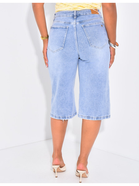 Bermuda stretchy en jeans taille haute