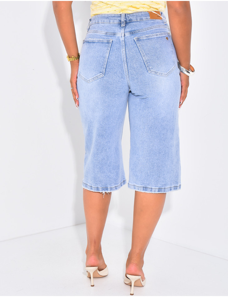 Bermuda stretchy en jeans taille haute