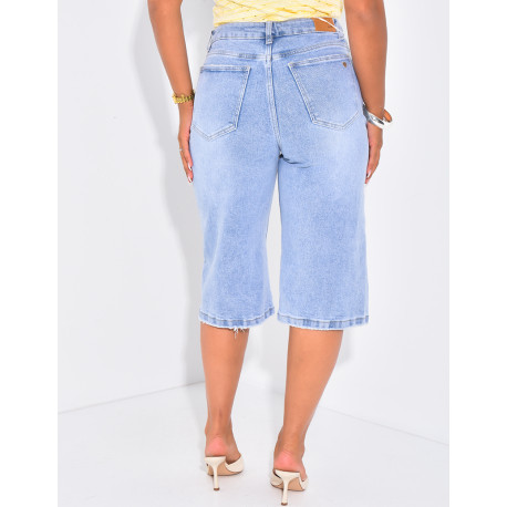 Bermuda stretchy en jeans taille haute