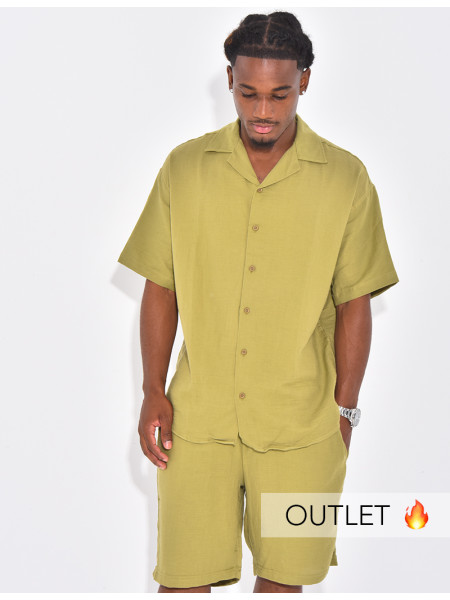 Ensemble en coton short et chemise manches courtes