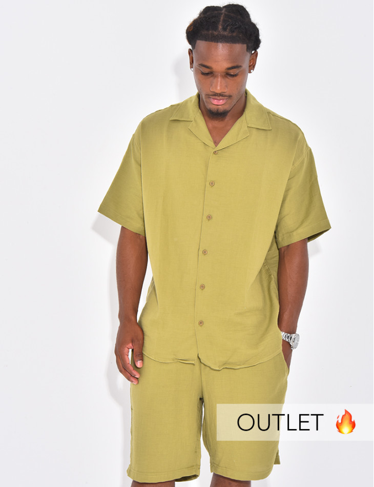 Ensemble en coton short et chemise manches courtes