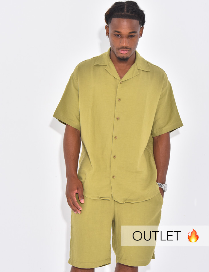 Ensemble en coton short et chemise manches courtes