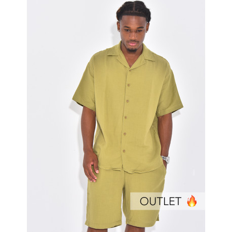 Ensemble en coton short et chemise manches courtes
