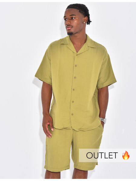 Ensemble en coton short et chemise manches courtes