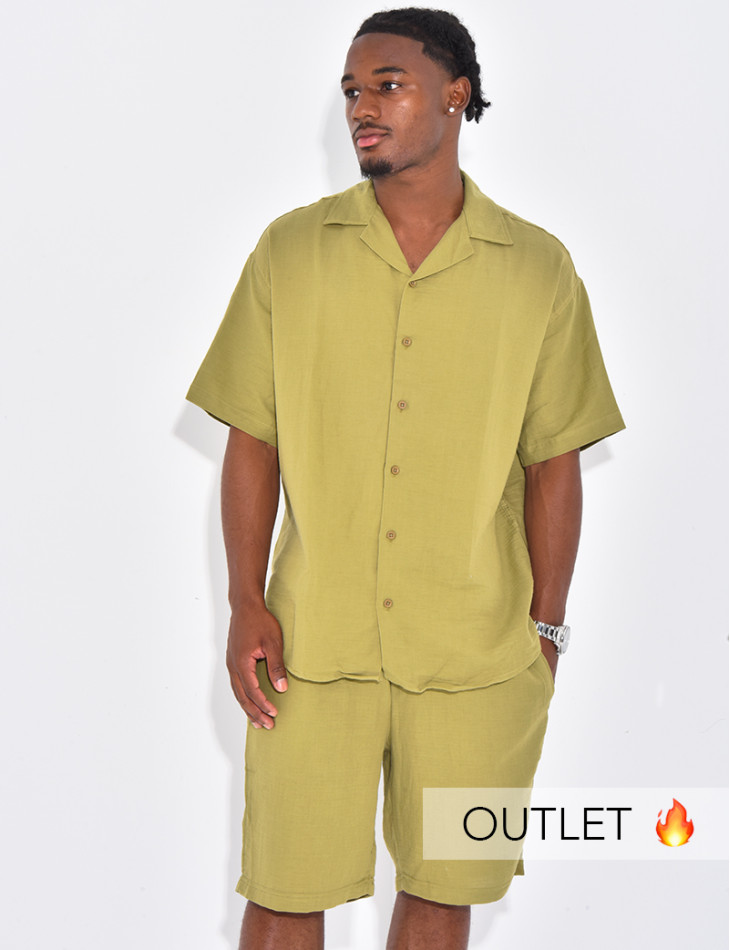 Ensemble en coton short et chemise manches courtes