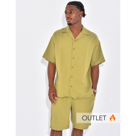 Ensemble en coton short et chemise manches courtes