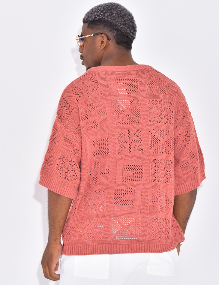 T-shirt ajouré à cordons
