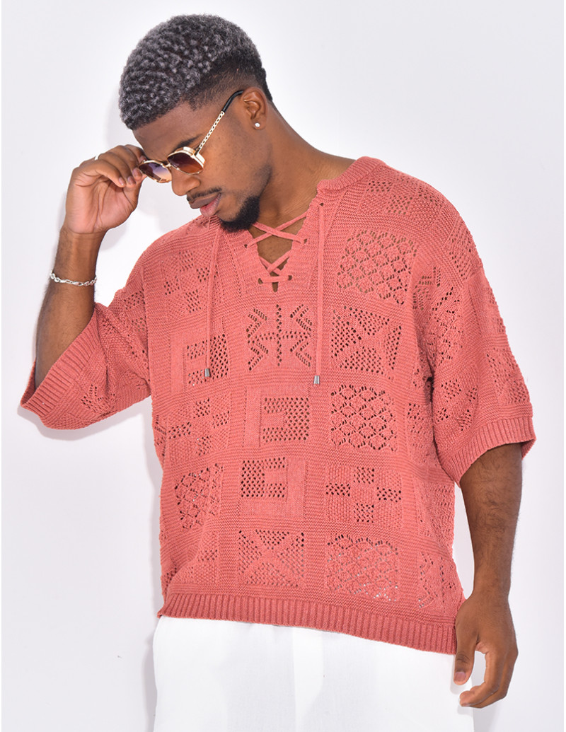 T-shirt ajouré à cordons