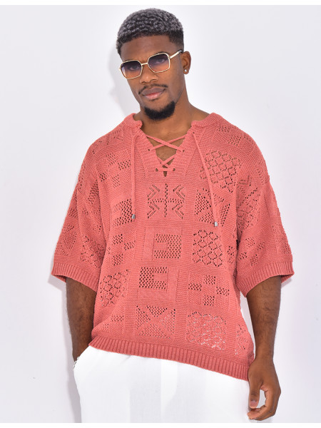 T-shirt ajouré à cordons