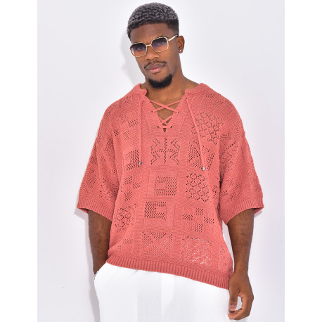 T-shirt ajouré à cordons