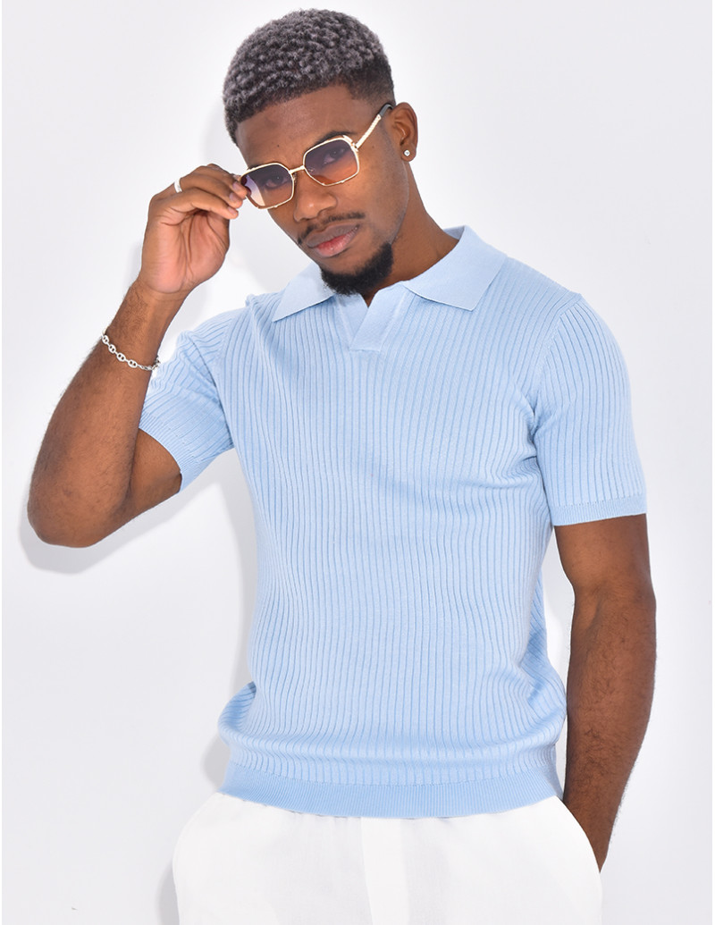 Polo manches courtes côtelé