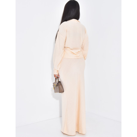 Set aus Wickelbluse zum Binden und langem Rock