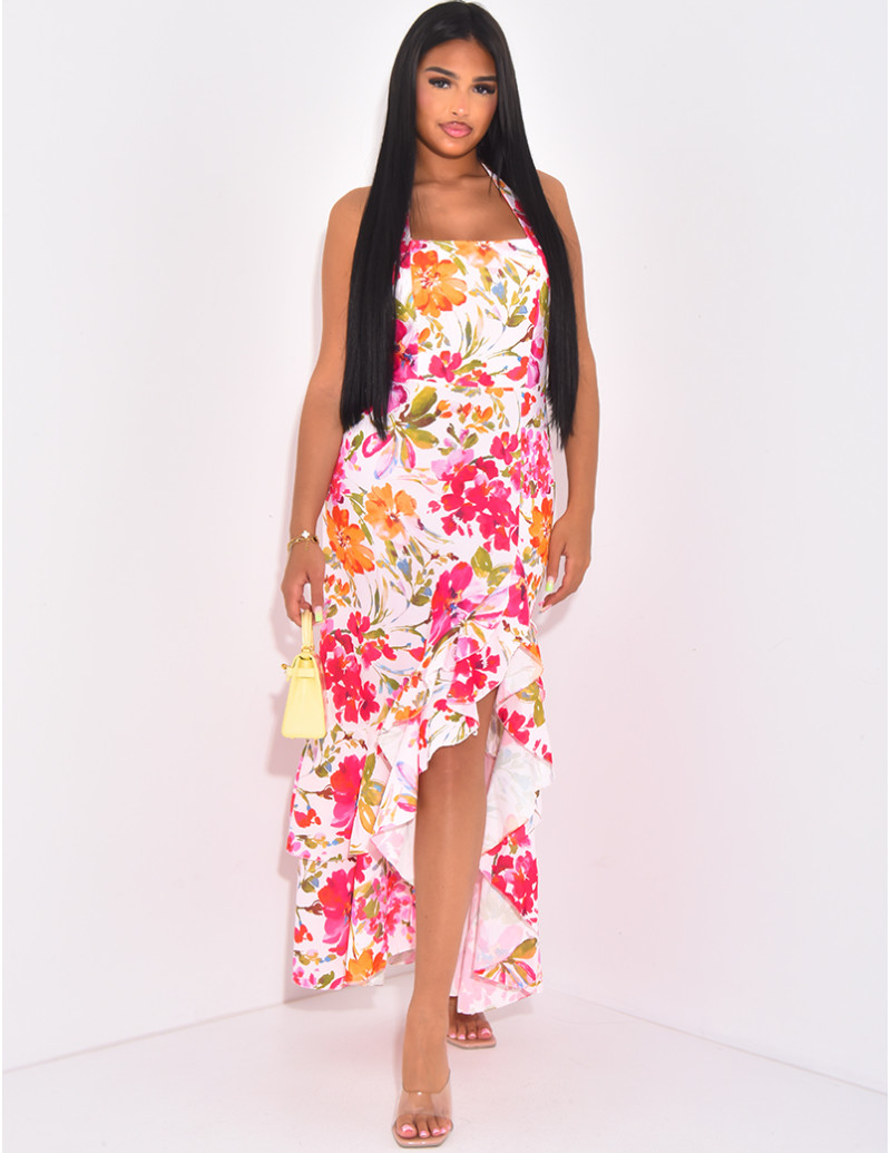 Robe longue dos nu à fleurs...