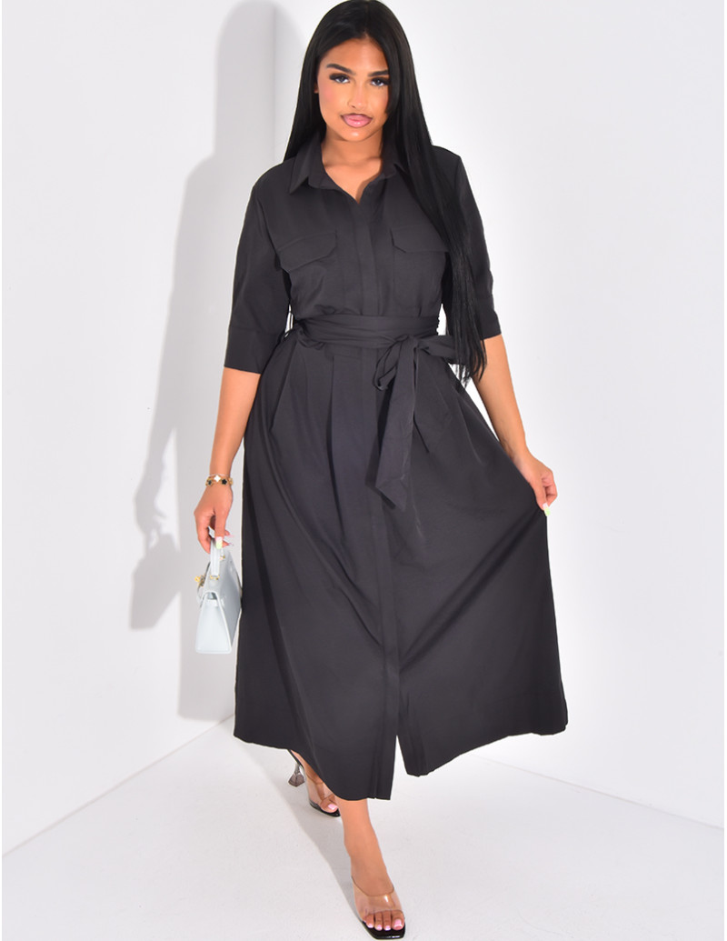 Robe chemise longue à...