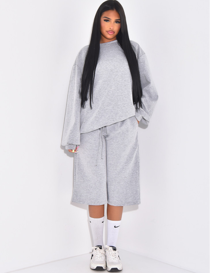 Ensemble short bermuda et sweat oversize molletoné