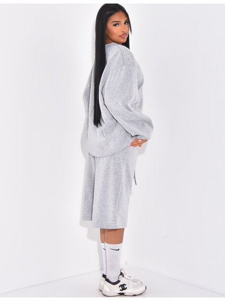 Ensemble short bermuda et sweat oversize molletoné