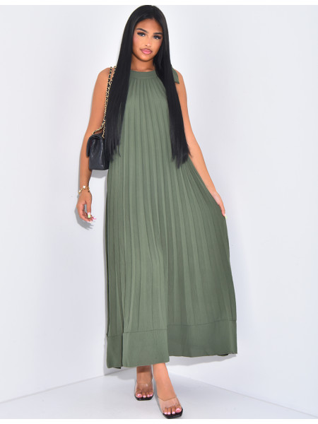 Ärmelloses Plisseekleid zum Binden an der Schulter