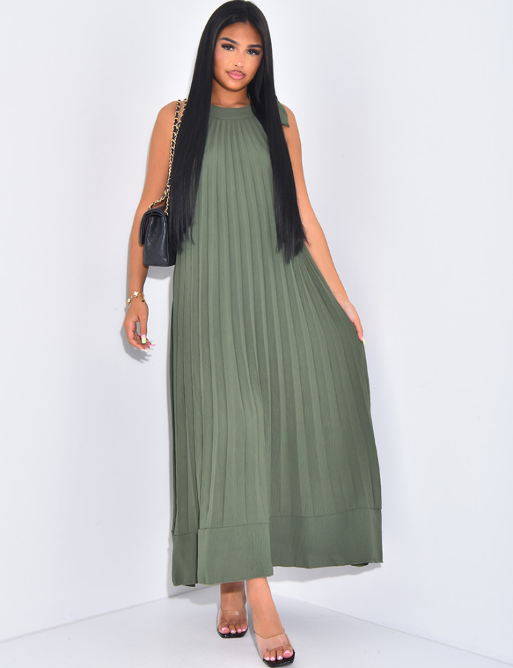 Ärmelloses Plisseekleid zum Binden an der Schulter