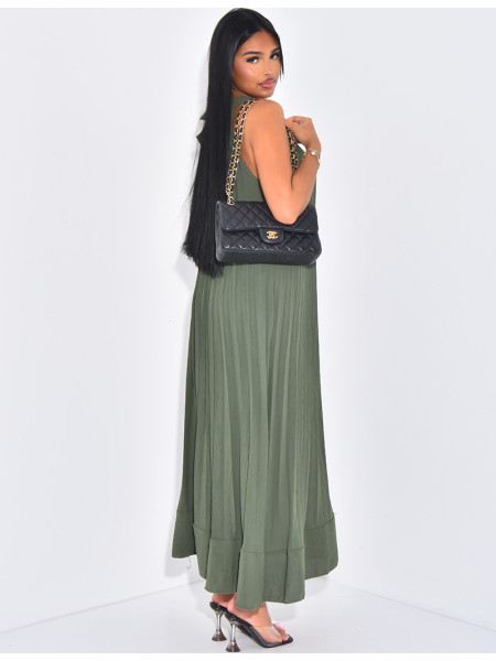 Ärmelloses Plisseekleid zum Binden an der Schulter